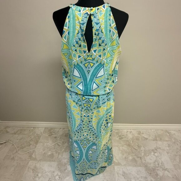 Long Multi Coloured Dress with Jewel Collar - Picture 3 of 5